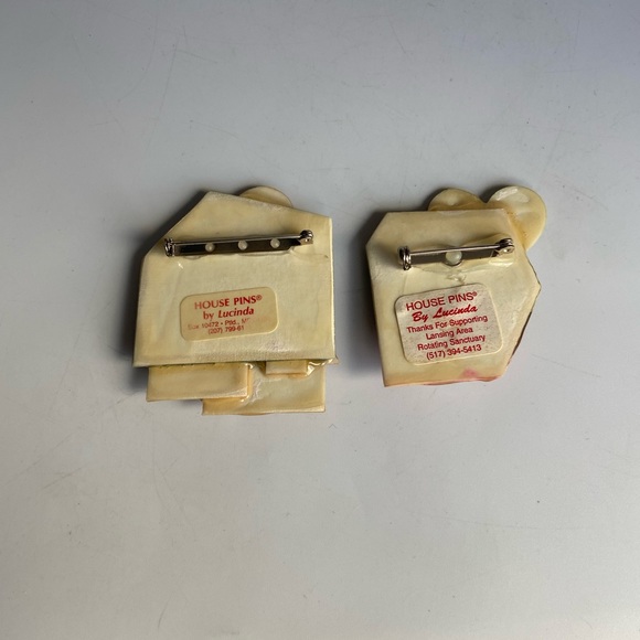 Two Pink and Blue House Pins by Lucinda - Picture 2 of 12